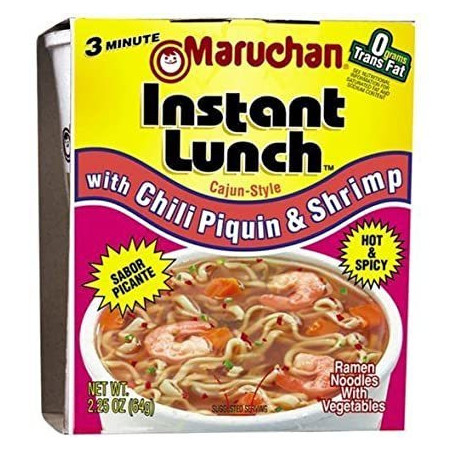 Maruchan con camaron y chile piquin