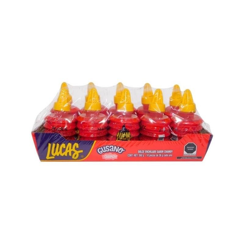 Lucas gusano chamoy paquete 10 unidades